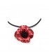 Zwarte koordhalsketting met rode bloem Elegante fashion ketting