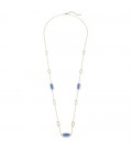 Sieraden set in goudkleur met blauwe inleg, Ketting, Armband en oorbellen