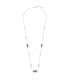 Sieraden set in goudkleur met blauwe inleg, Ketting, Armband en oorbellen