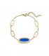 Sieraden set in goudkleur met blauwe inleg, Ketting, Armband en oorbellen